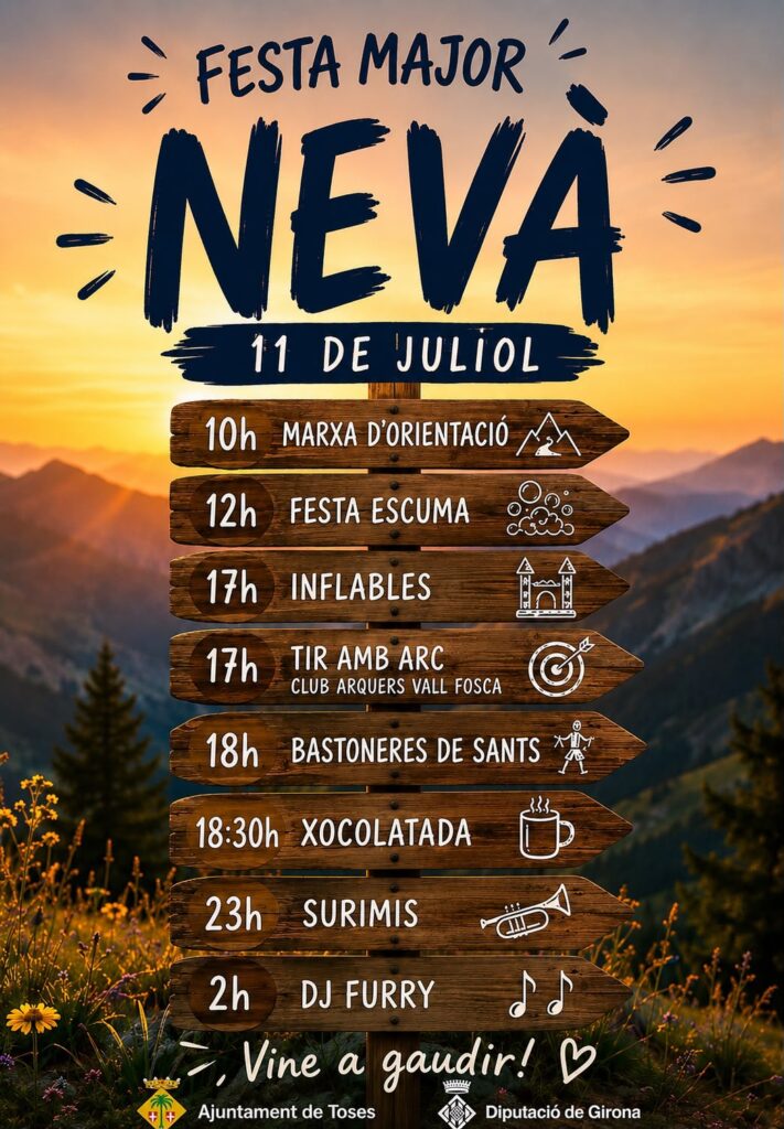 Programació activitats de la Festa Major de Nevà.